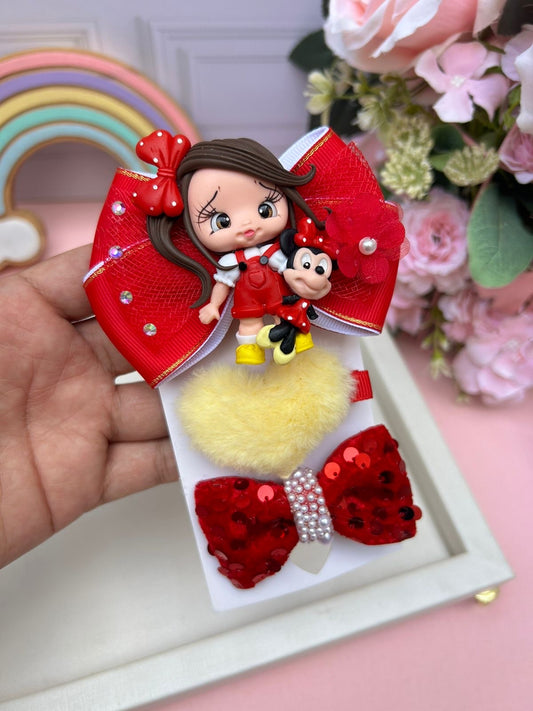 LAZO TRIO NIÑA DISNEY ROJO